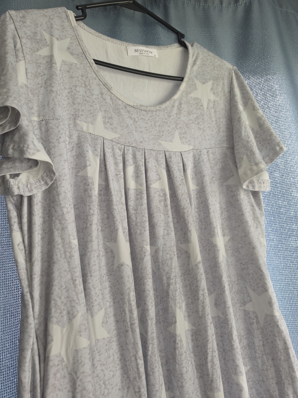Light Gray Star Print Women's Nightgown